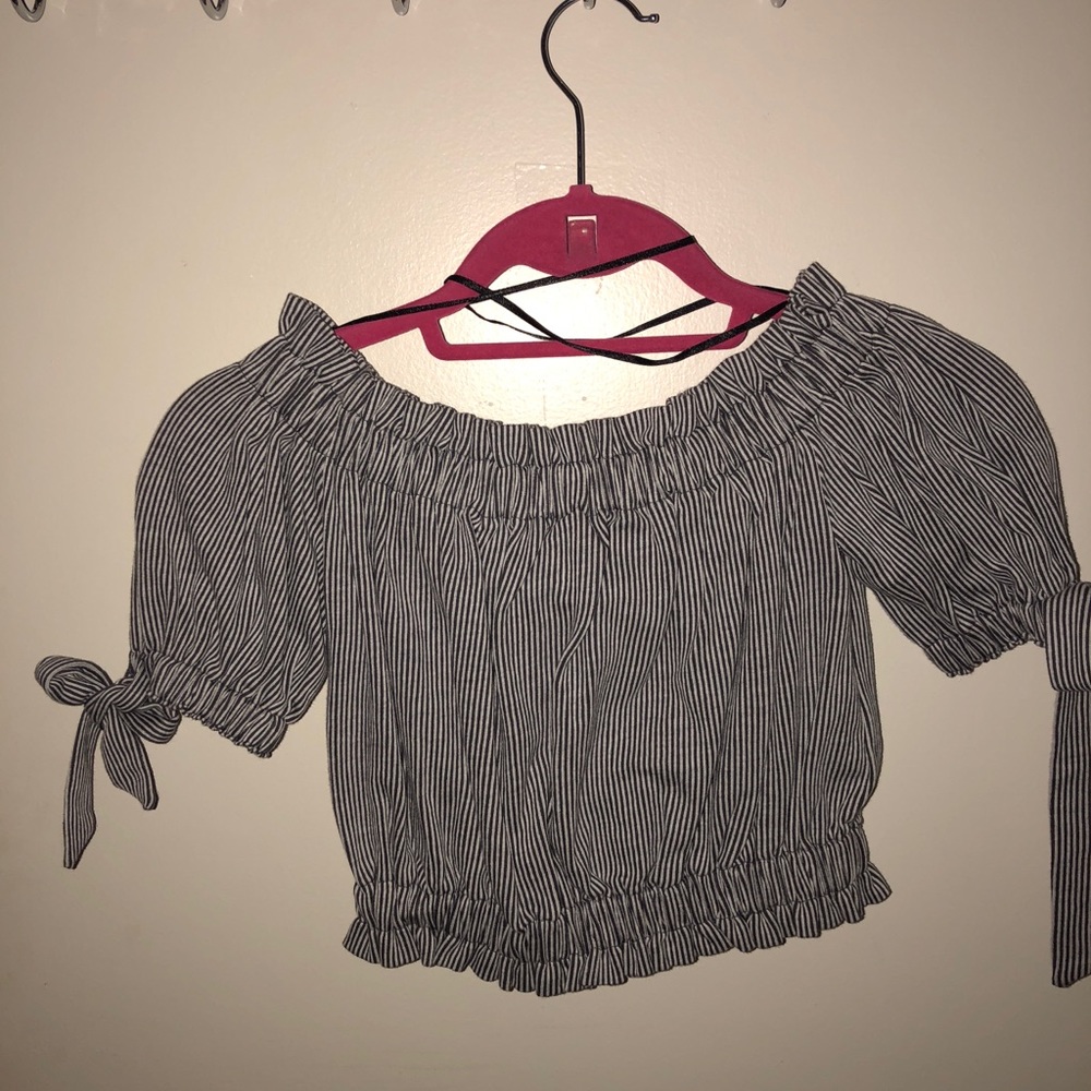 Striped Off the Shoulder Crop Top